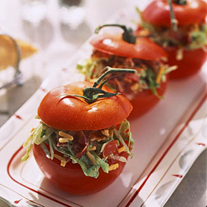 bacon lettuce and cheese stuffed tomato